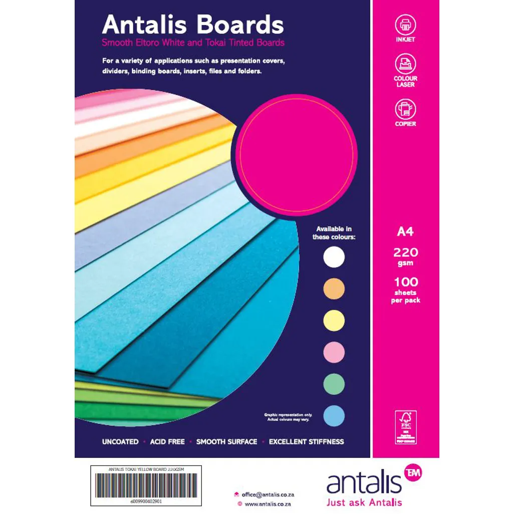 pastel board - 240gsm a4 - yellow - 100 pack