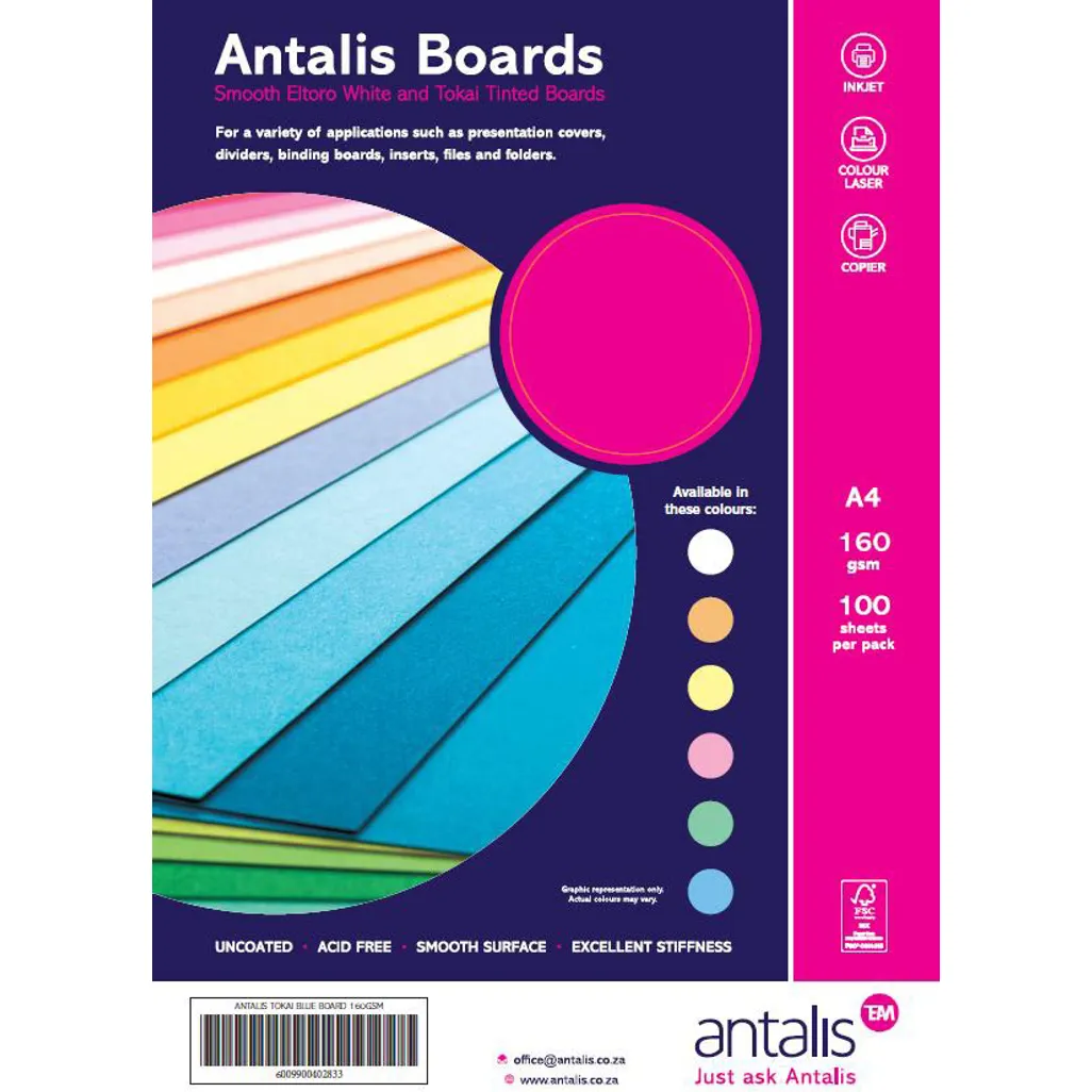 pastel board - 180gsm a4 - blue - 100 pack