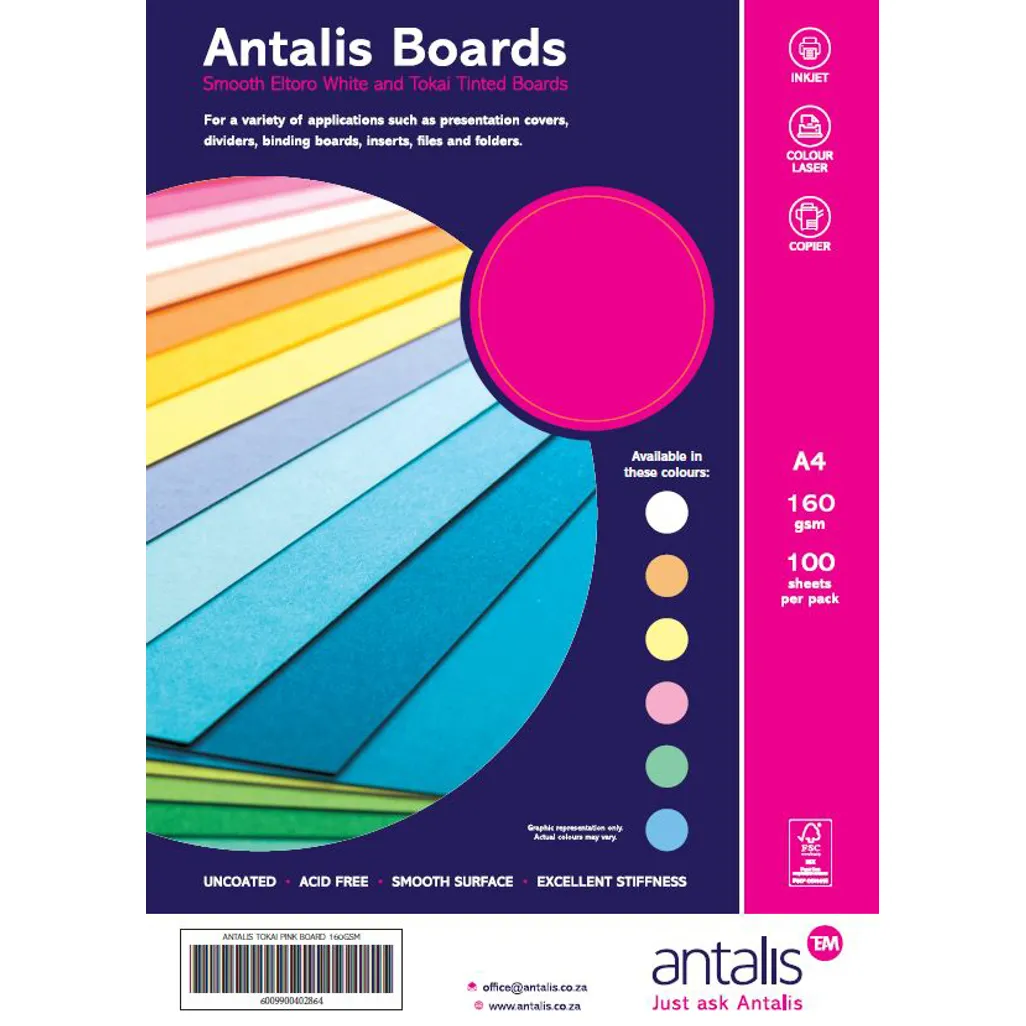 pastel board - 180gsm a4 - pink - 100 pack