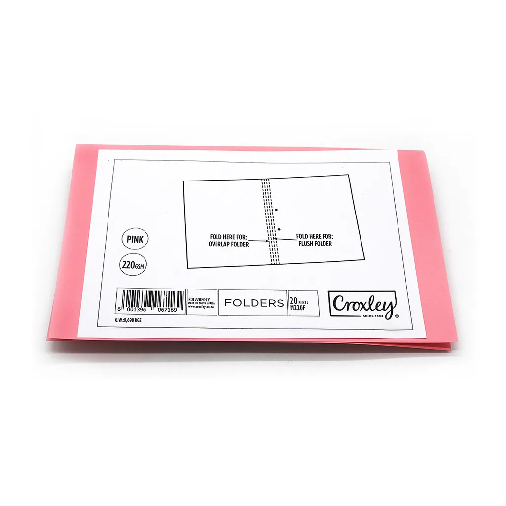 manila folders - 220gsm - pink - 20 pack