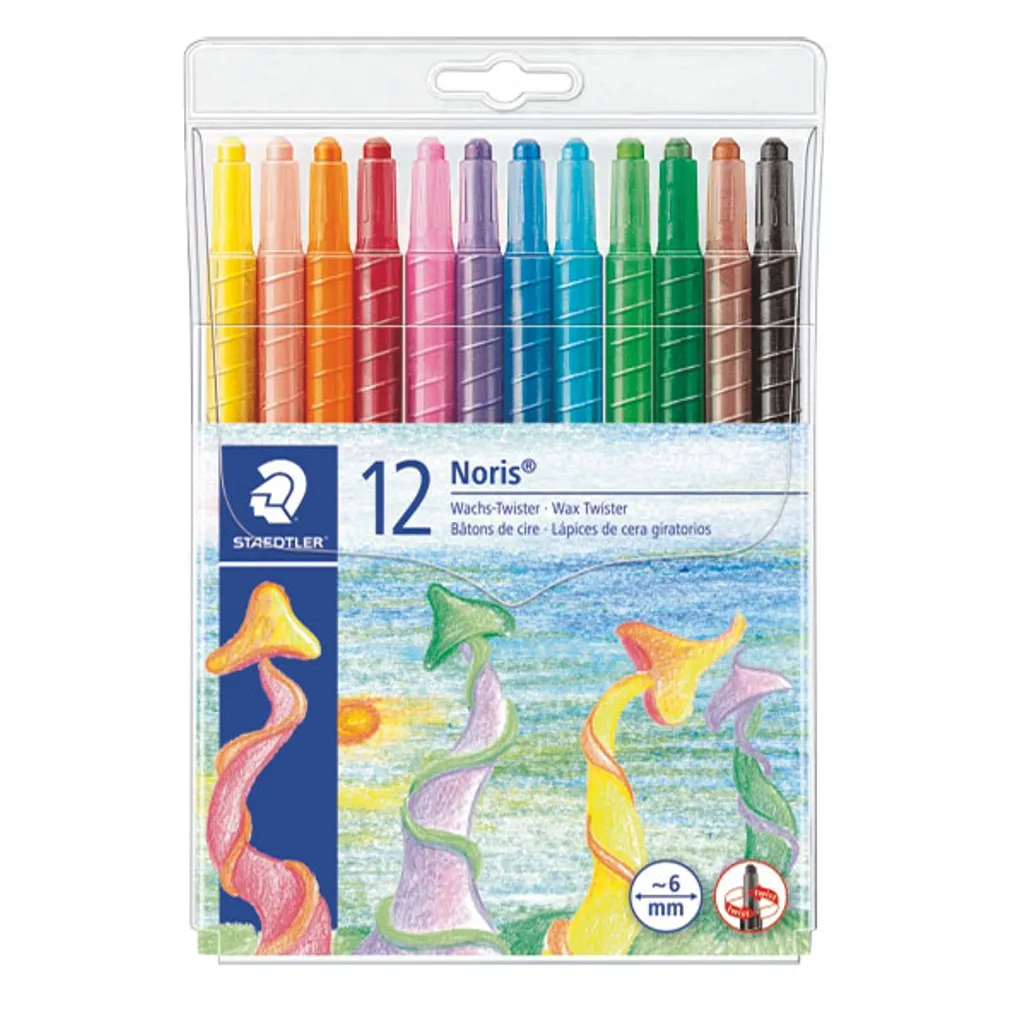 retractable wax crayons 12 pack - assorted