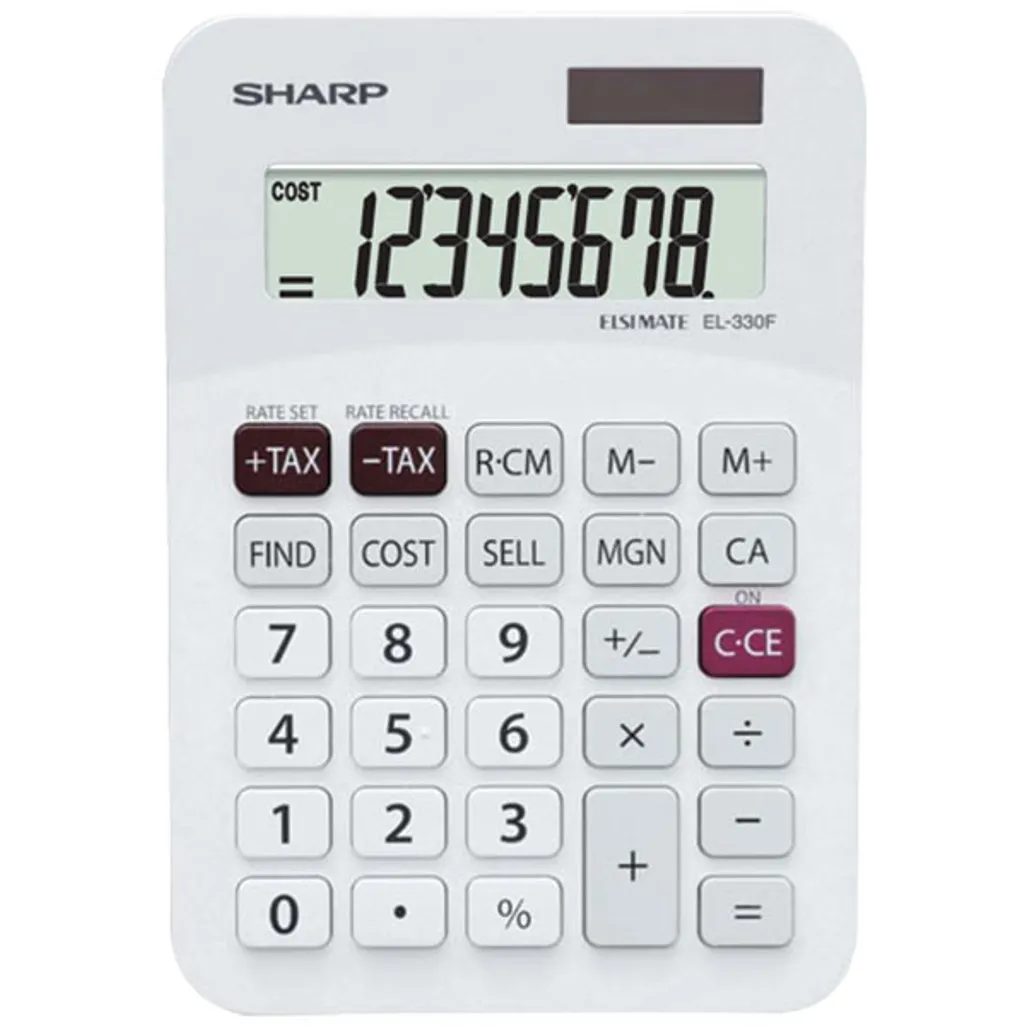 el-330 mini desk calculator - 8-digit - white