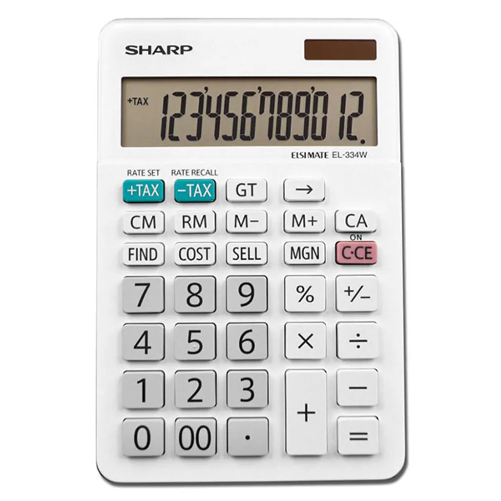 el-334 large desk calculator - 12-digit - white