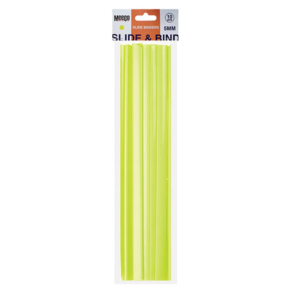 slide binders - 5mm - neon yellow - 10 pack