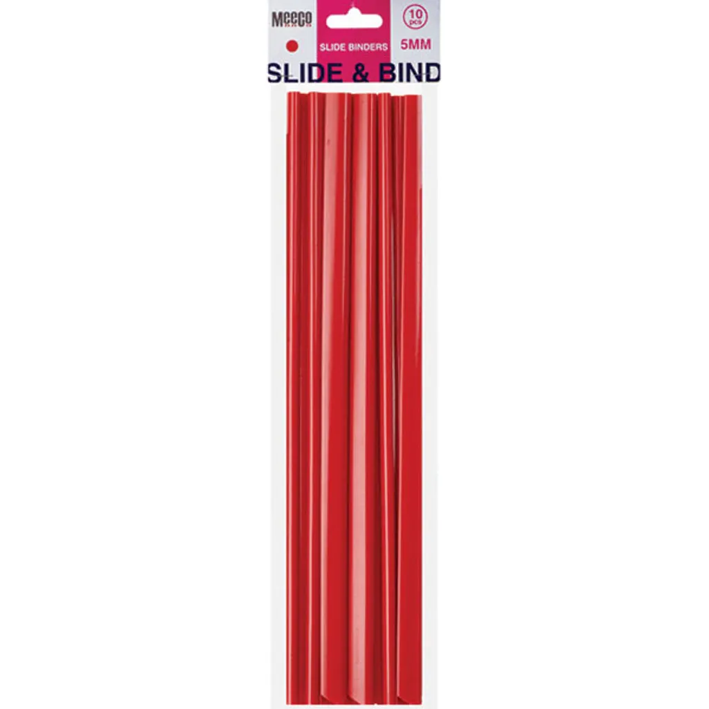 slide binders - 5mm - red - 10 pack