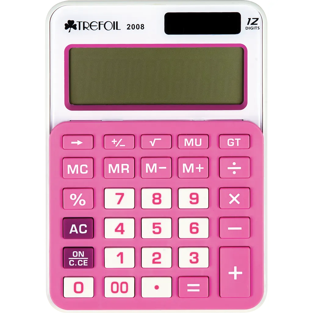 desktop calculator - 12-digit - pink & white