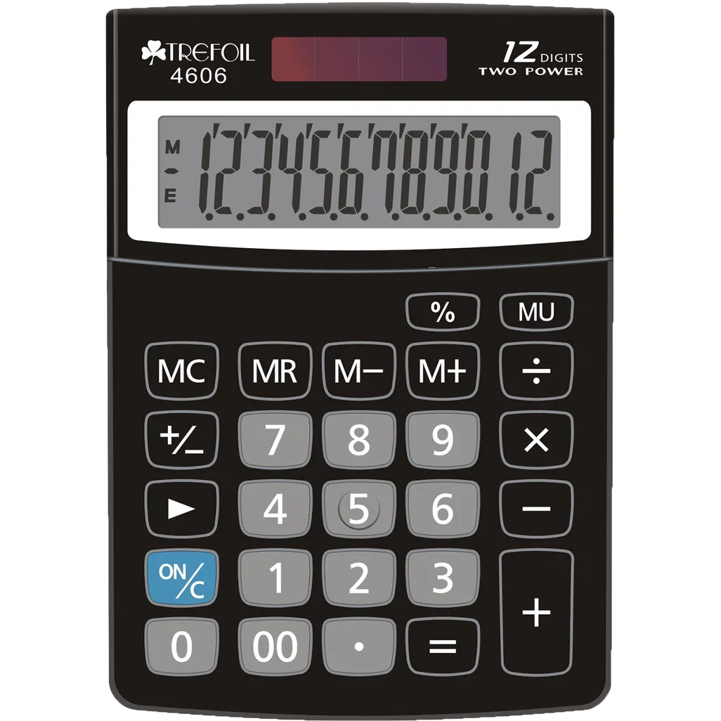 desktop calculator - large 12-digit - silver & black