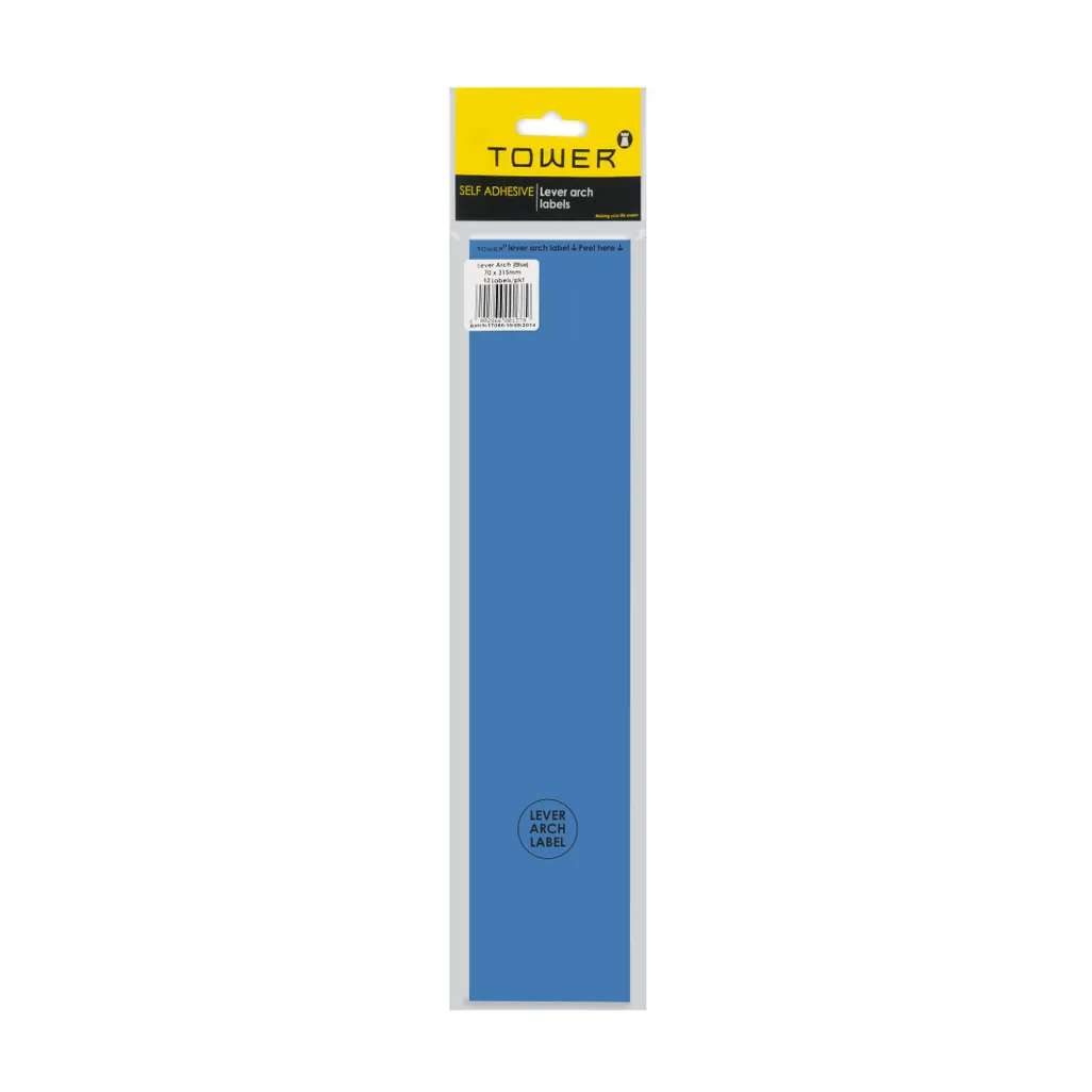 lever arch labels - 70 x 315mm - blue - 12 pack