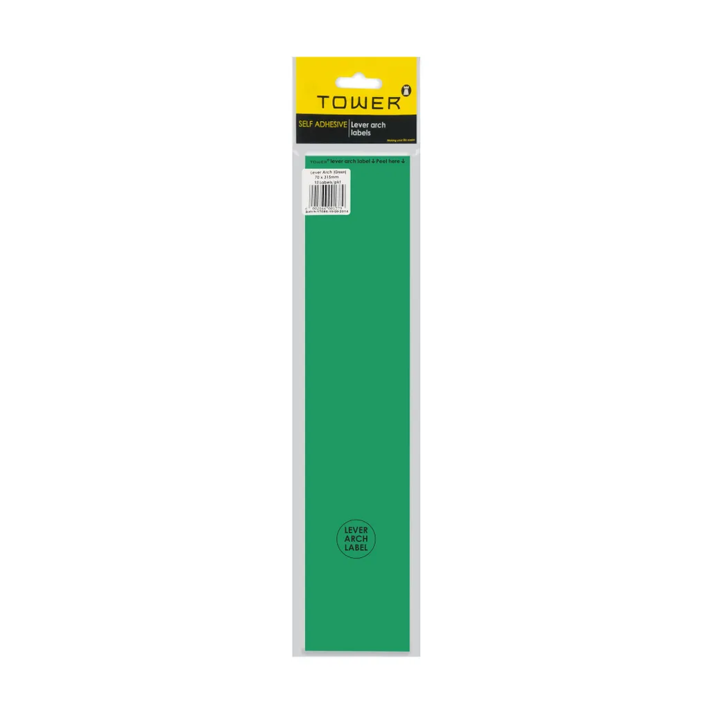 lever arch labels - 70 x 315mm - green - 12 pack