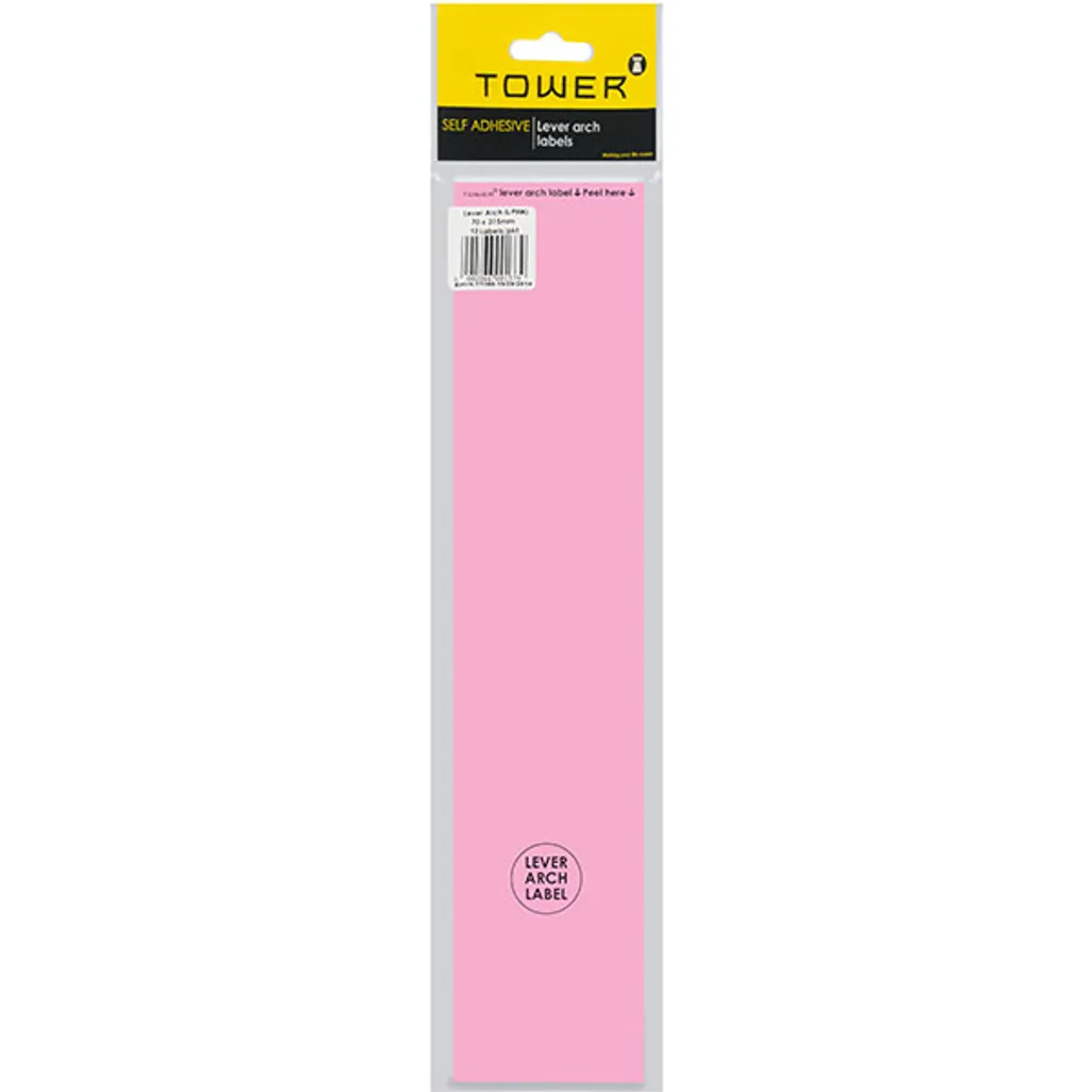 lever arch labels - 70 x 315mm - light pink - 12 pack