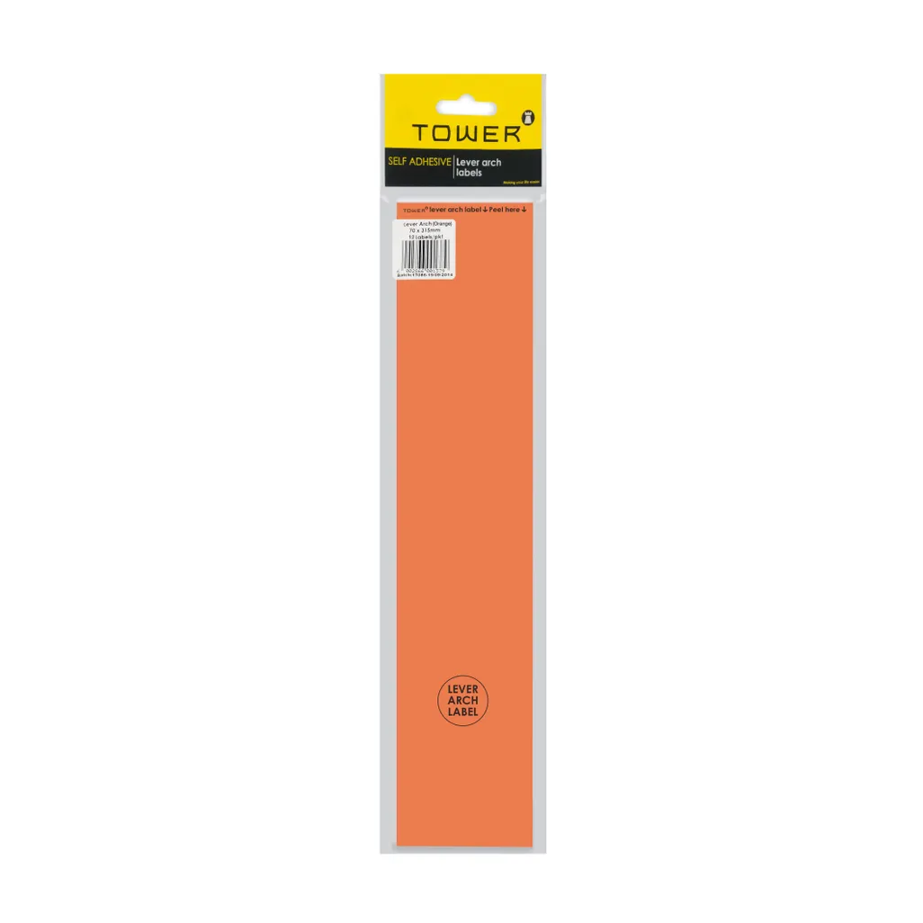 lever arch labels - 70 x 315mm - orange - 12 pack