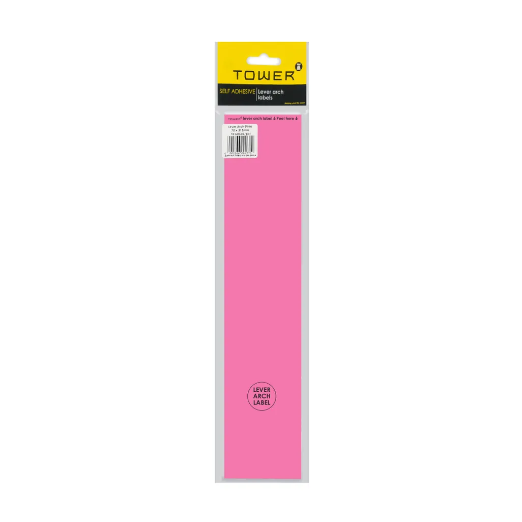 lever arch labels - 70 x 315mm - pink - 12 pack