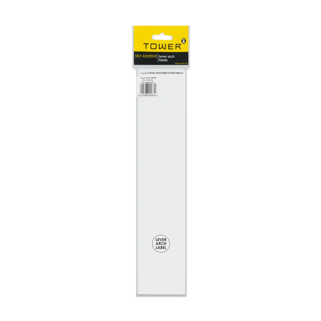 lever arch labels - 70 x 315mm - white - 100 pack