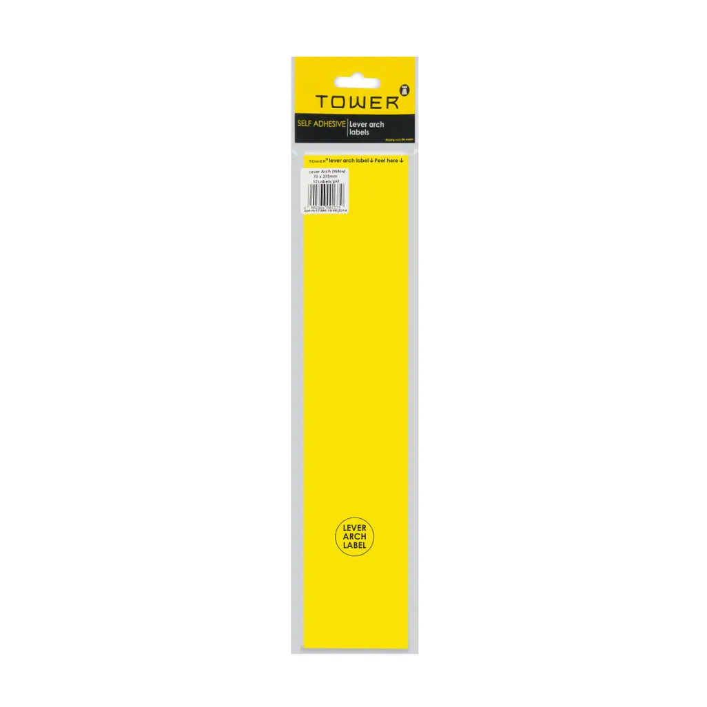 lever arch labels - 70 x 315mm - yellow - 12 pack