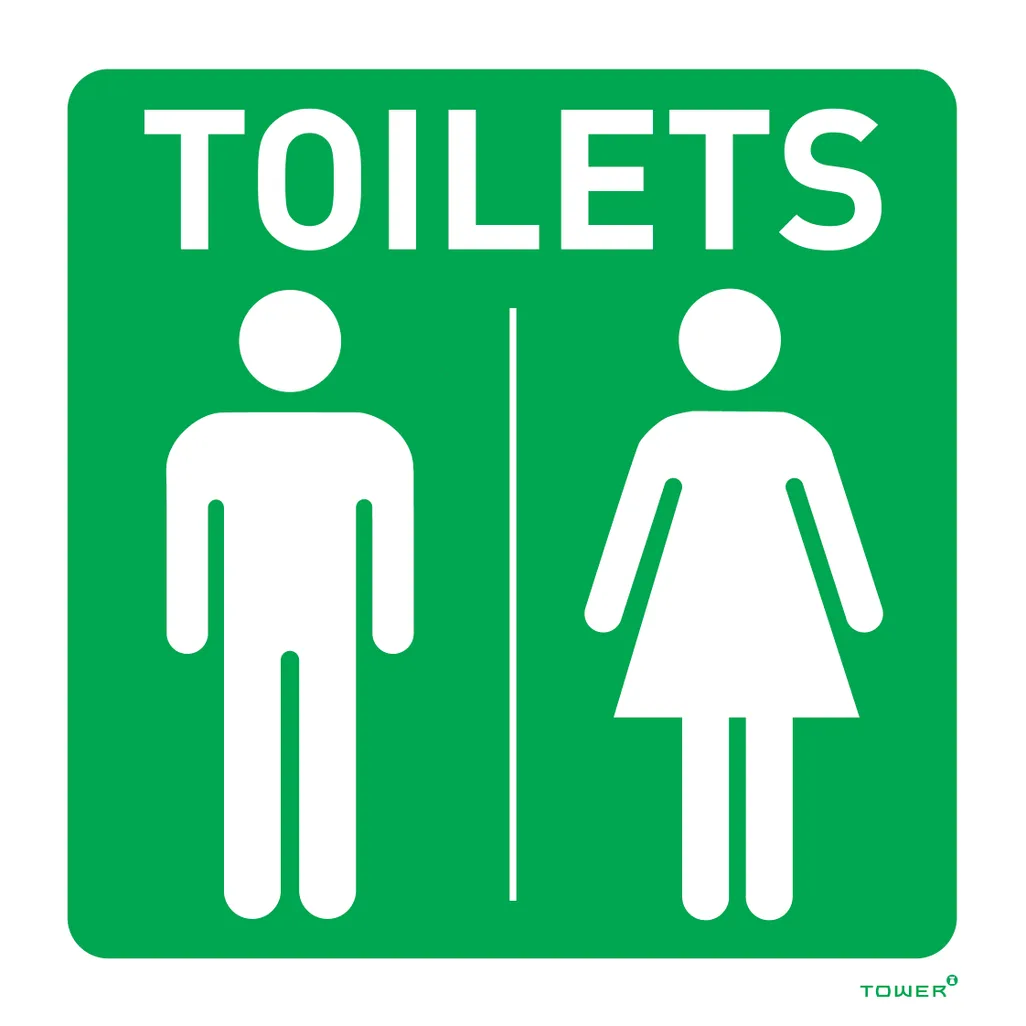 abs signs - unisex toilet - green & white