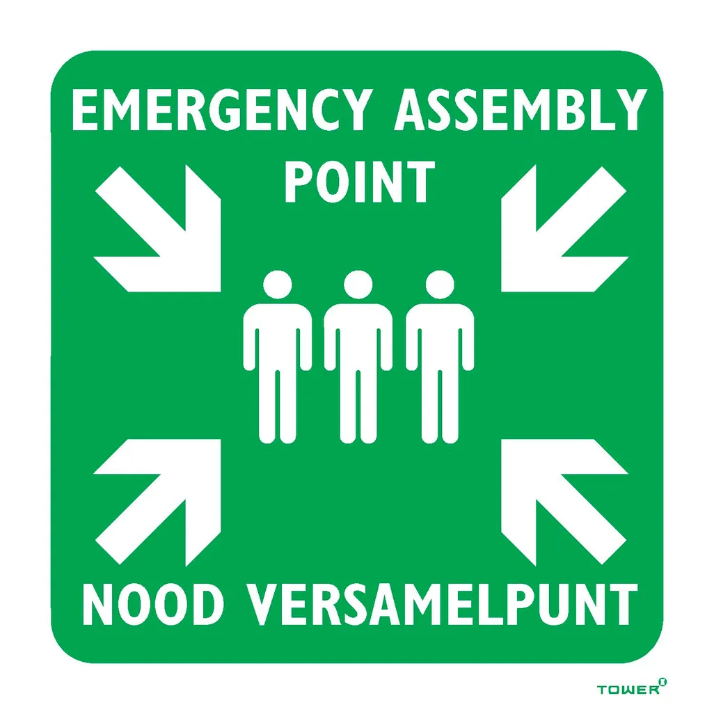 assembly point sign - assembly point (440 x 440mm) - green & white
