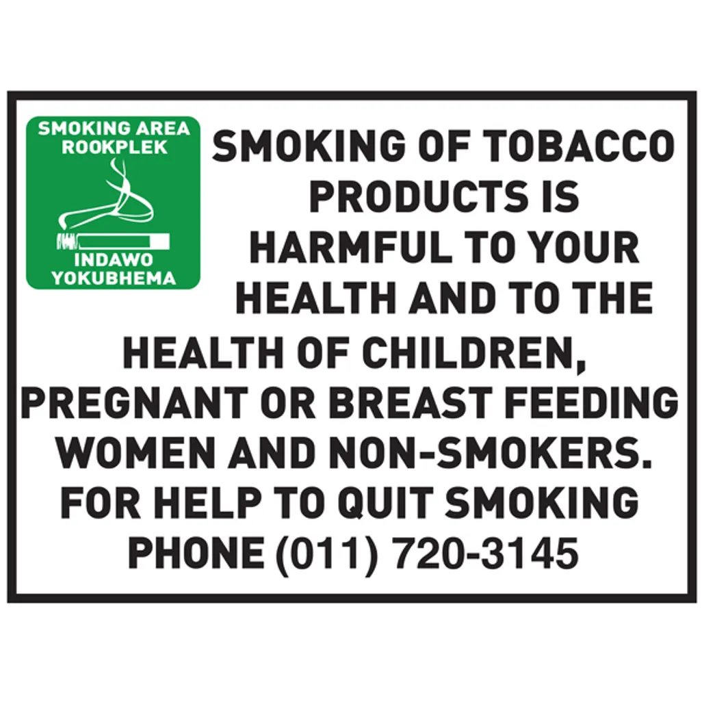 safety information sign - smoking warning (400 x 300mm) - white