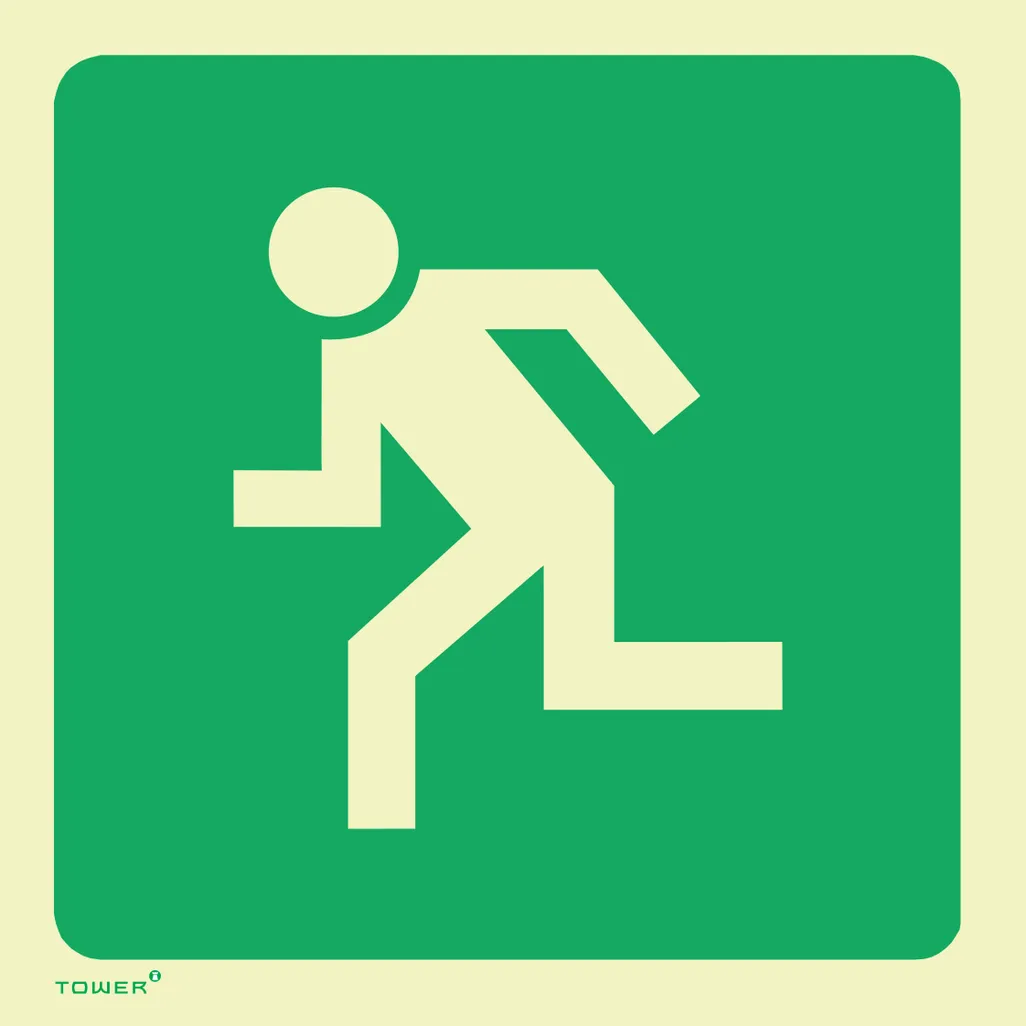 photoluminescent signs - man running left - green