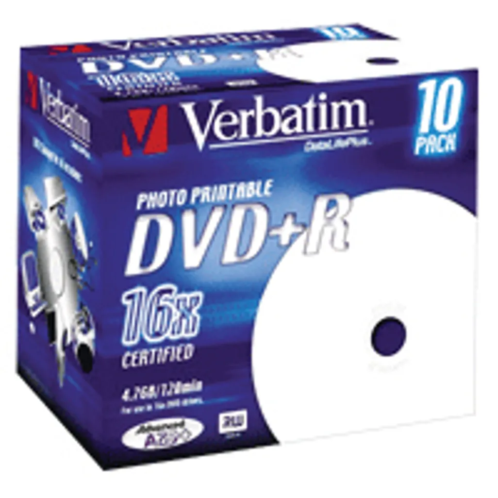 4.7gb dvd+r - printable 16x jewel case - 10 pack