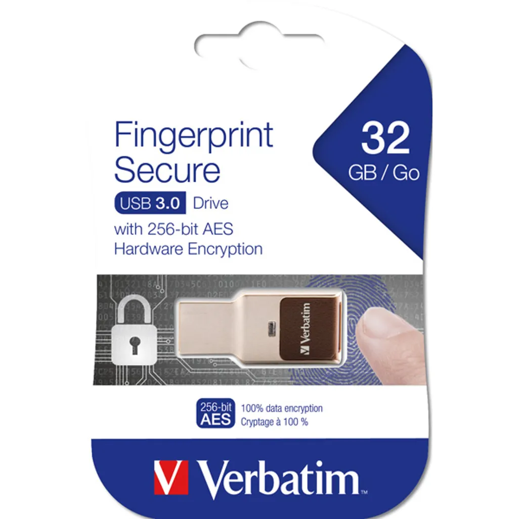 fingerprint secure usb3.0 hard drive & usb - 64gb - silver