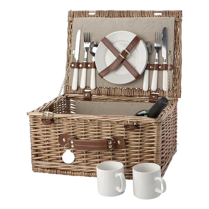 Two Person Willow Picnic Basket Brown Three6ixty