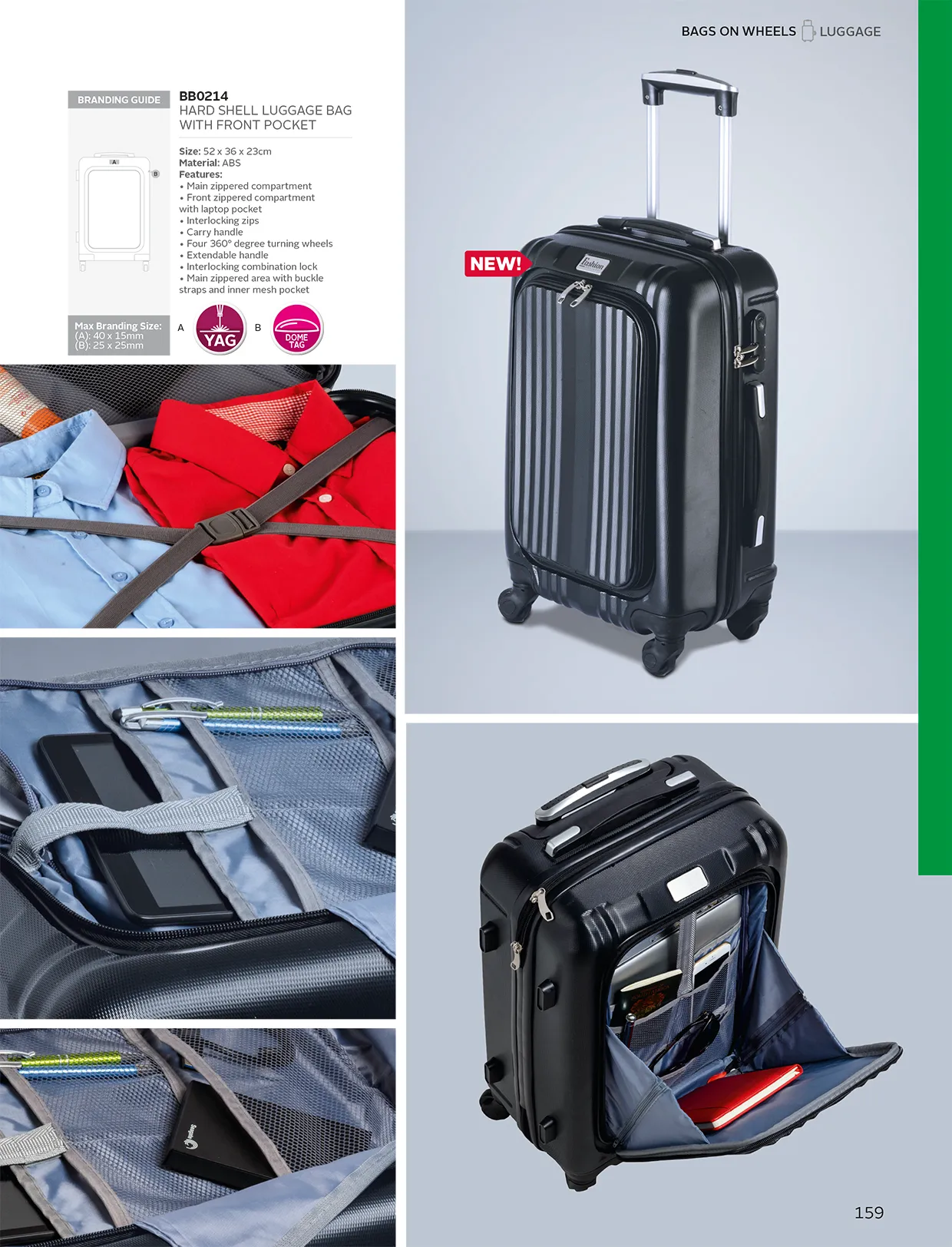 hard shell carry on with front pocket