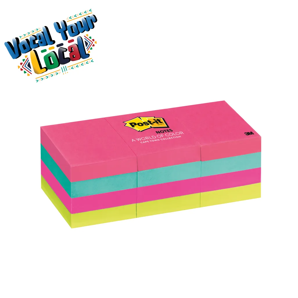 post-it notes - 34.9 x 47.6mm 100 sheets - assorted - 12 pack