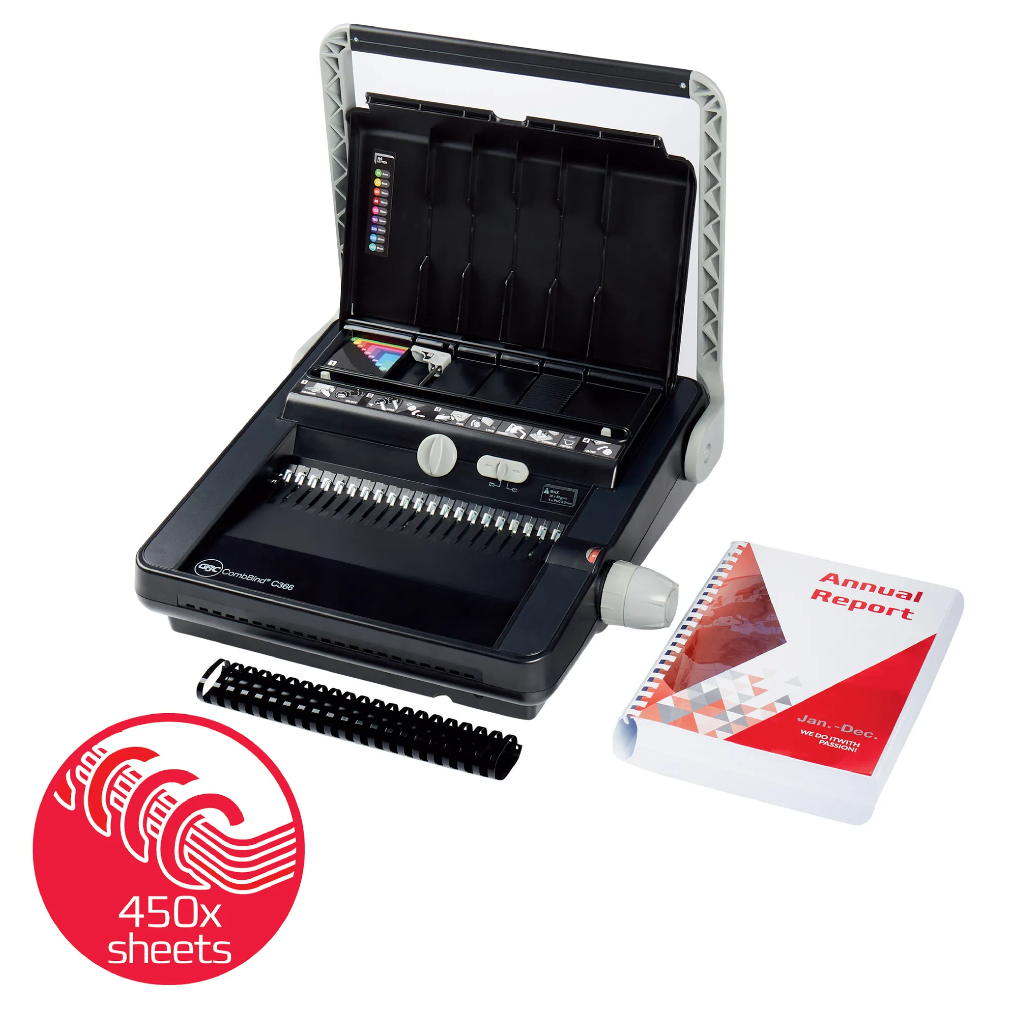 Home Office Plastic Comb Binding Machine – White With Free Starter Pack