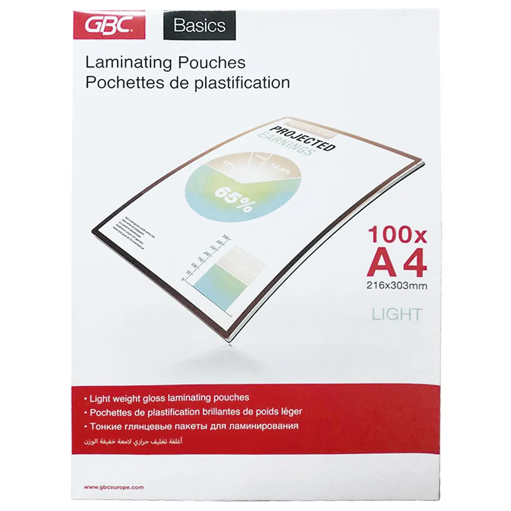 light laminating pouches - a4 150mic - 100 pack