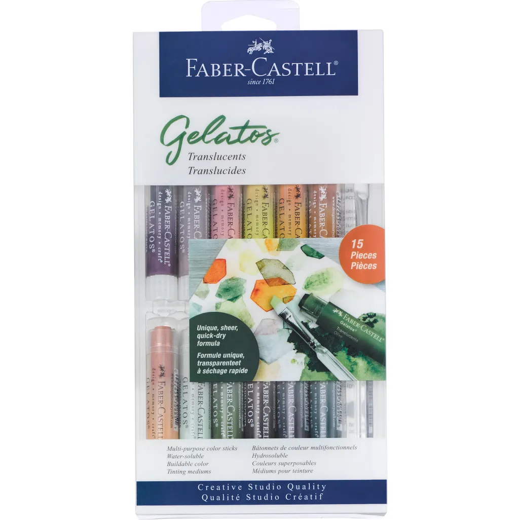 gelatos crayons set - water soluble - assorted translucent - 15 pack
