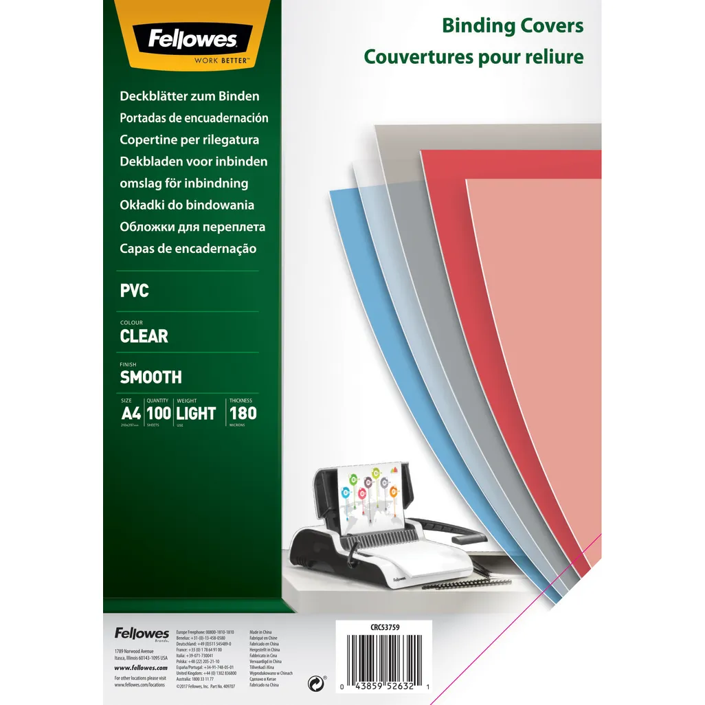 pvc binding covers - 180mic - 100 pack