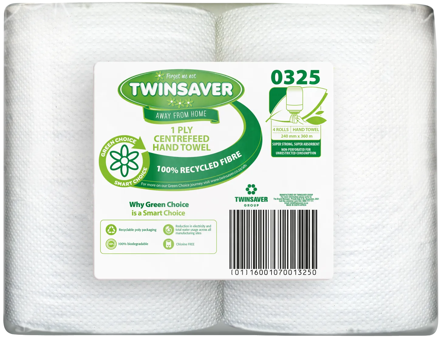 Bathroom Products - 1 Ply Centrefeed Hand Towel - White - 4 Pack