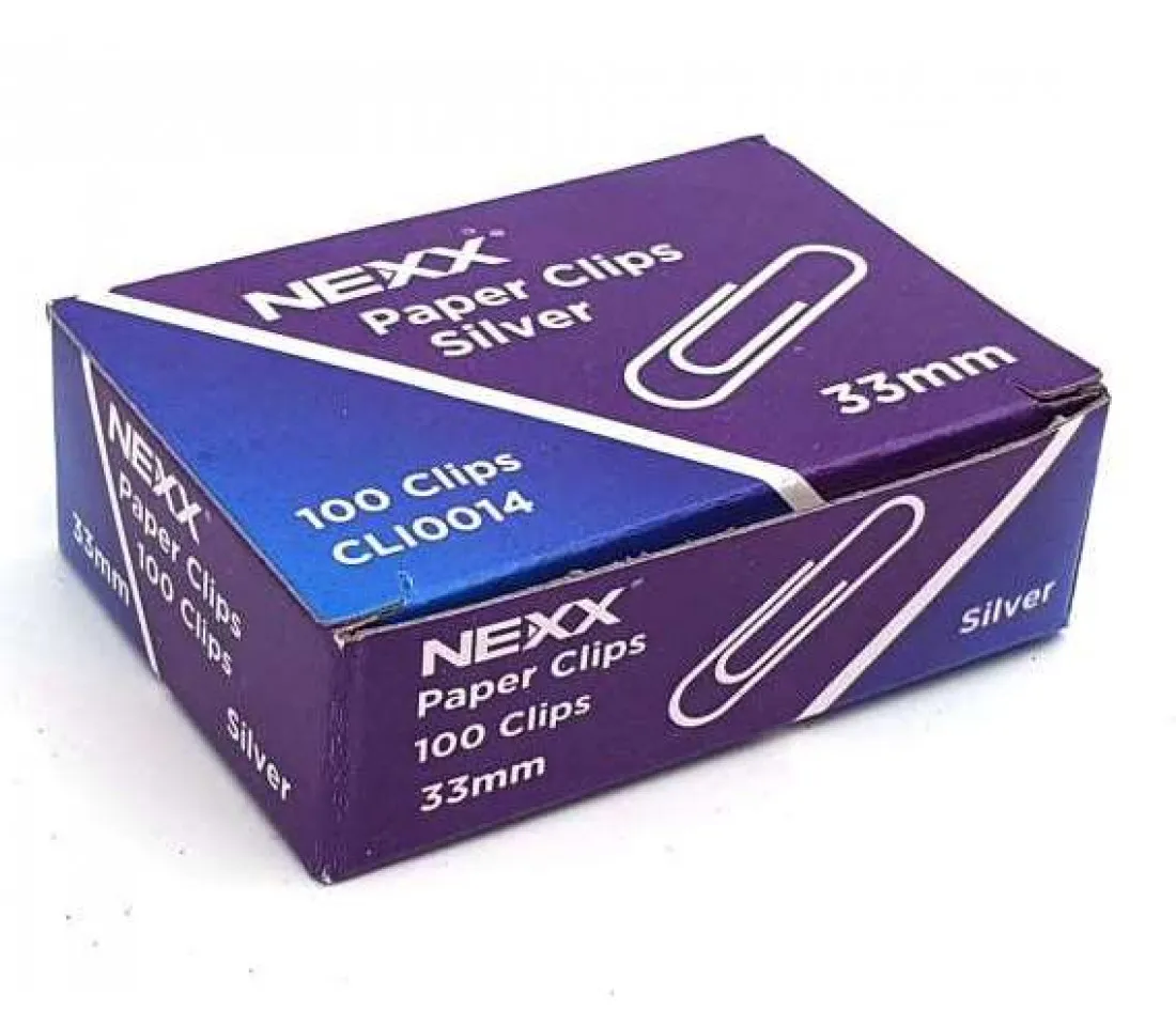 Paper Clips - 33mm - Silver - 100 Pack
