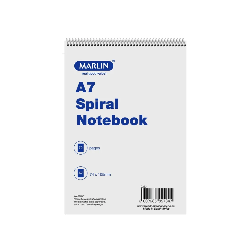 spiral bound notebooks- a7 72pg