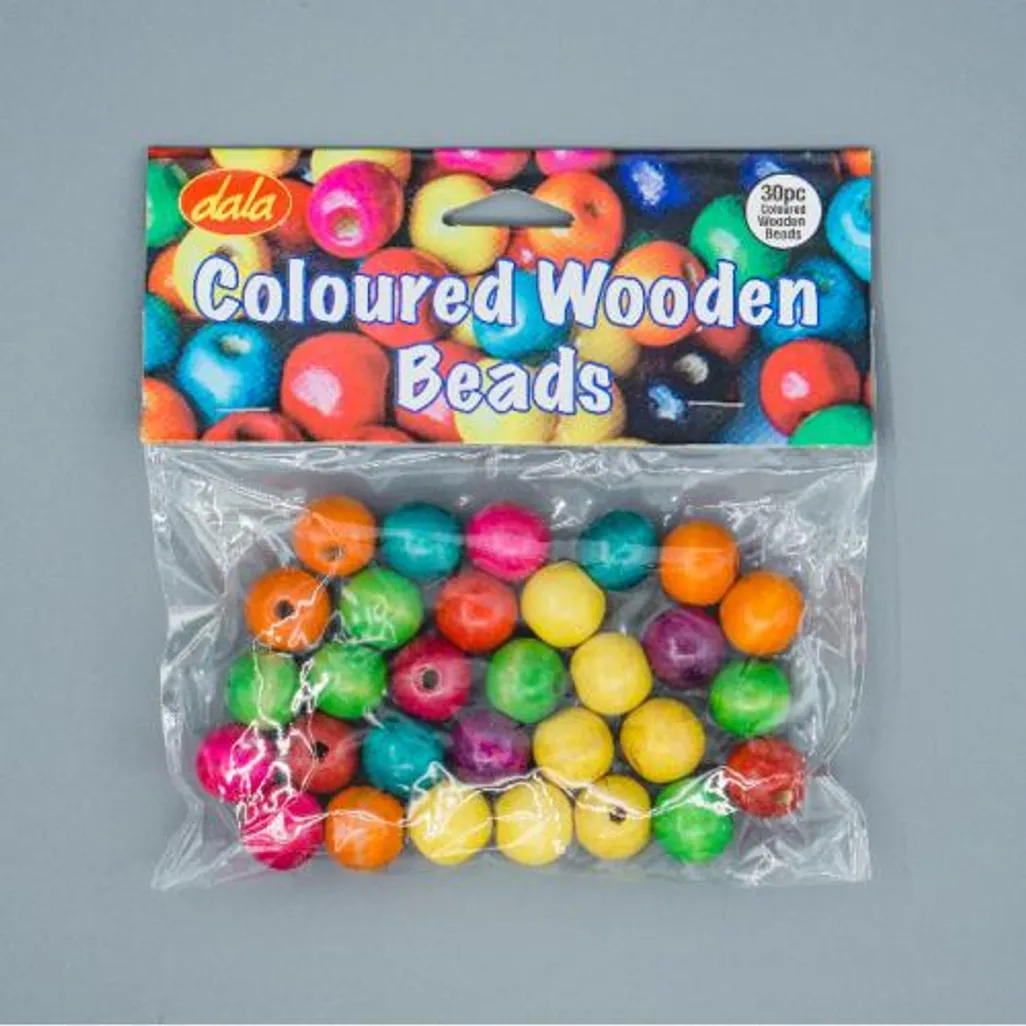 wooden beads 14mm - assorted