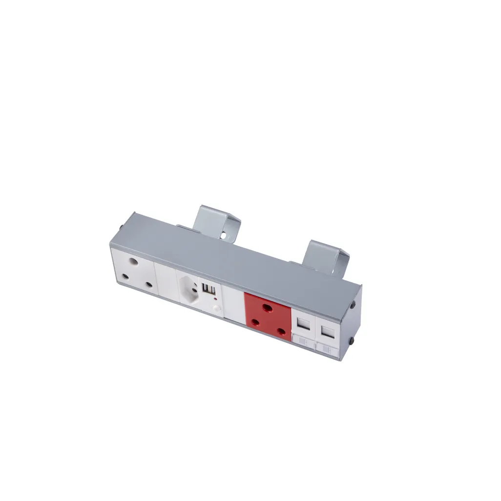 supra desk mount multi-plug power-dock standard socket x 1, new rsa x 1, double usb, dedicated red, 2 x data silver