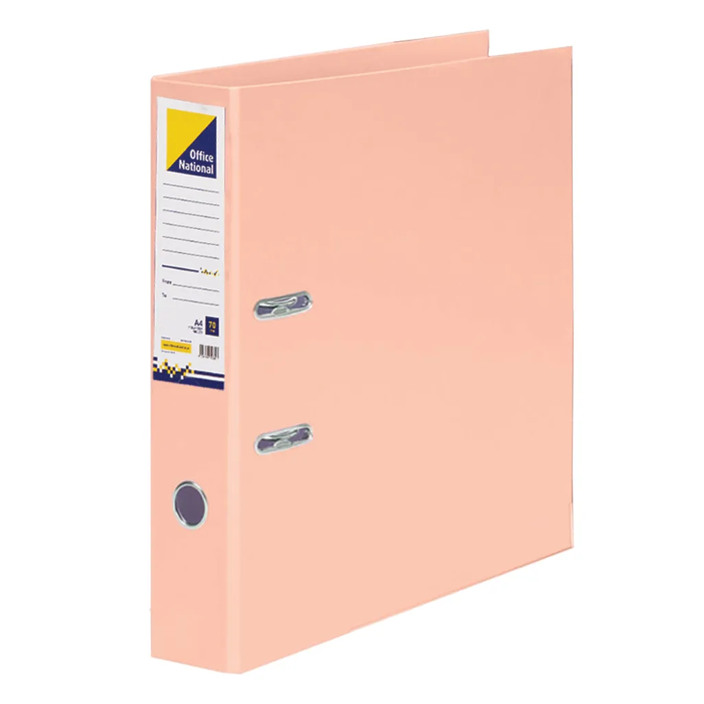 a4 polyprop lever arch files - 70mm - pastel apricot
