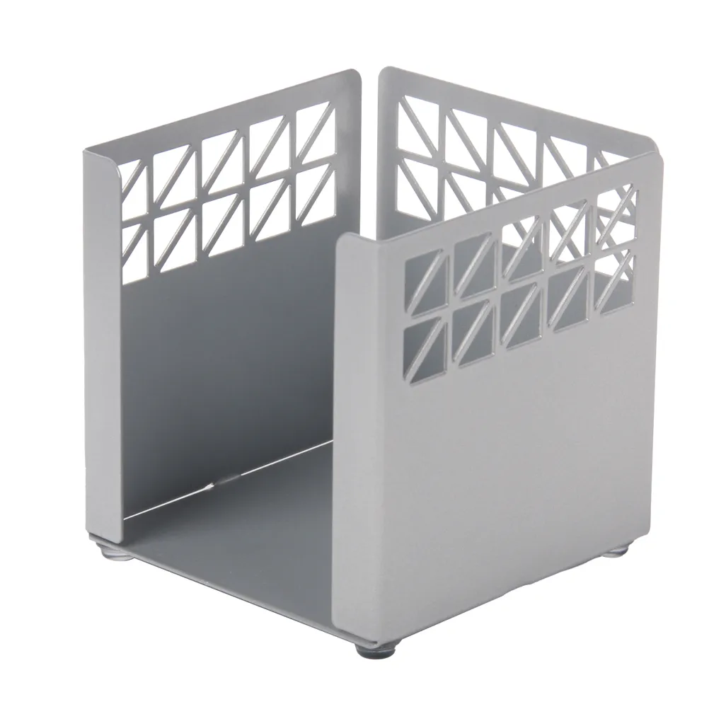 tri punched steel desk range - paper cube holder - silver