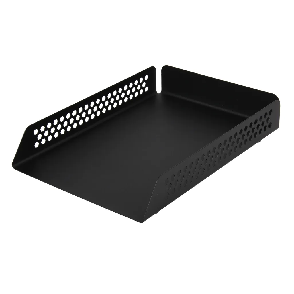 hex punched steel desk range - letter tray single - black