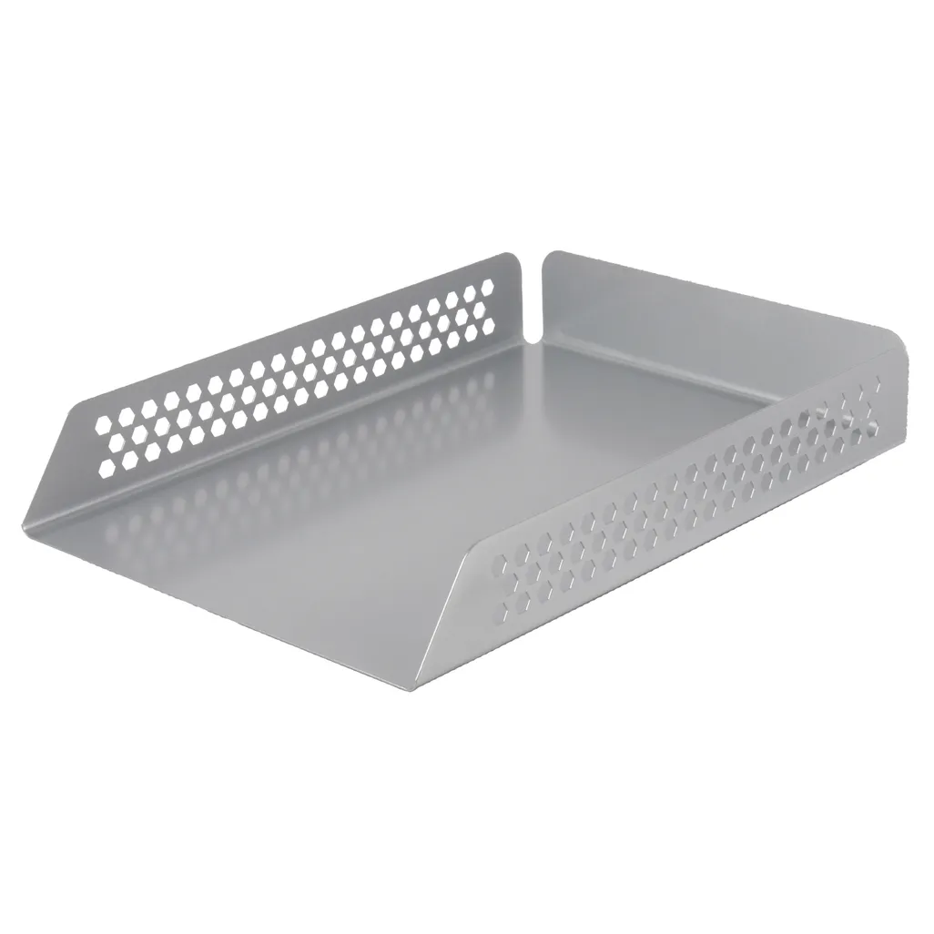 hex punched steel desk range - letter tray single - silver