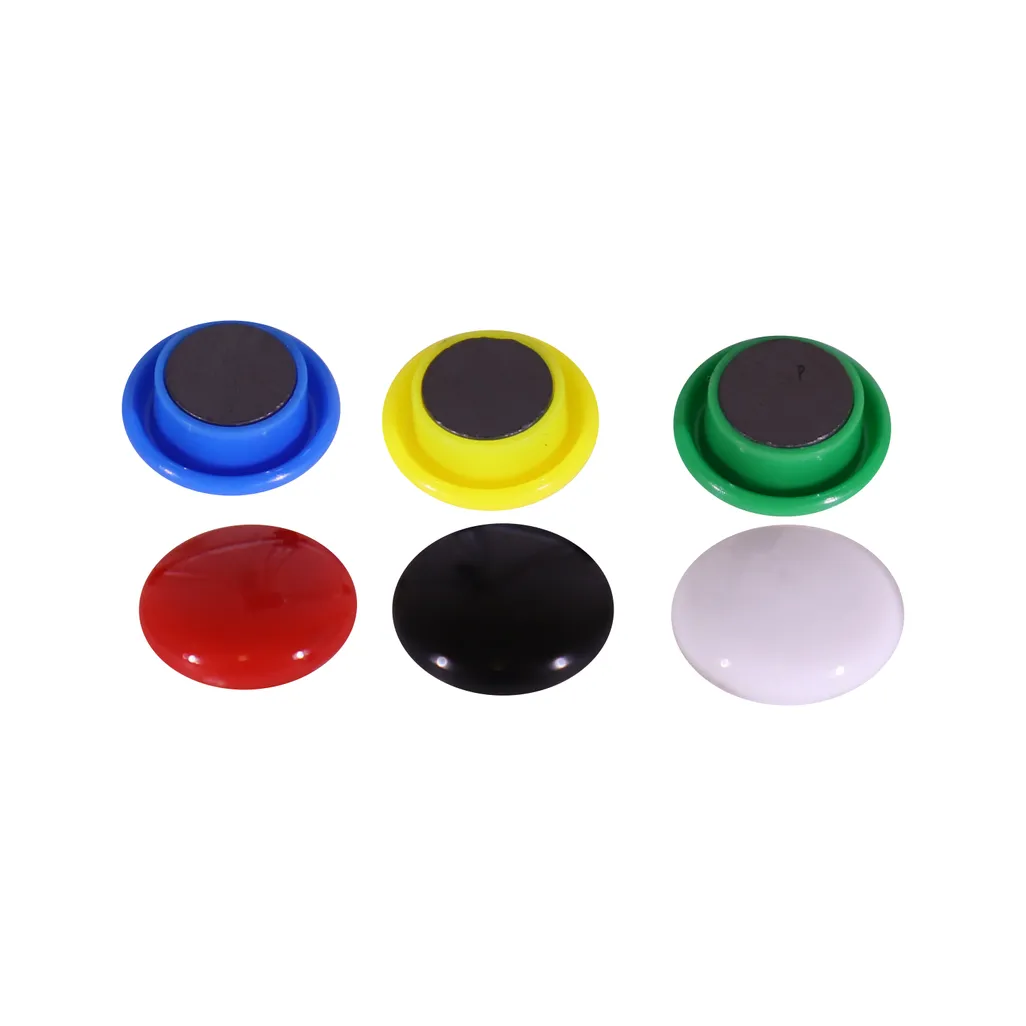 moulded button magnets - 20mm - assorted - 6 pack