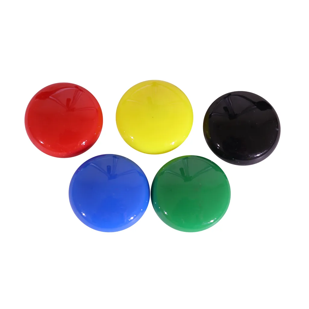 moulded button magnets - 30mm - assorted - 5 pack