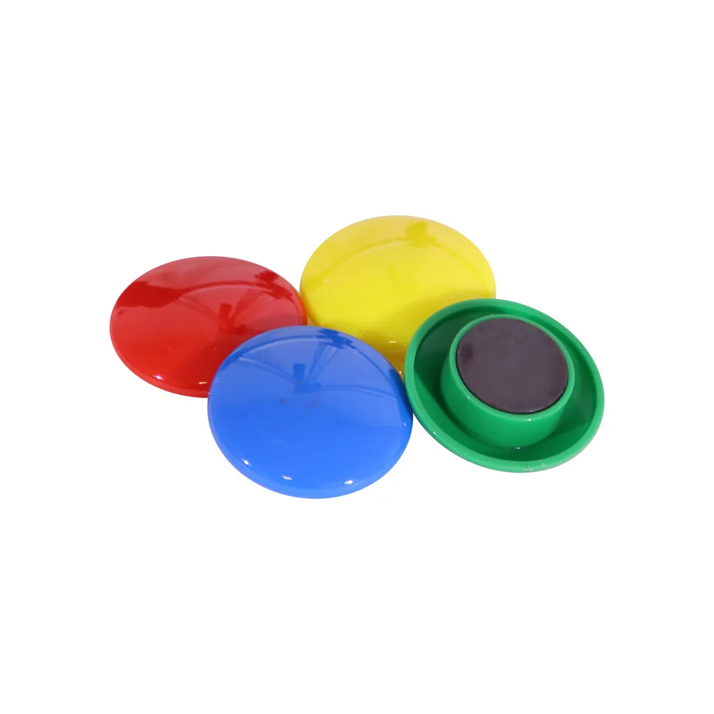 moulded button magnets - 40mm - assorted - 4 pack