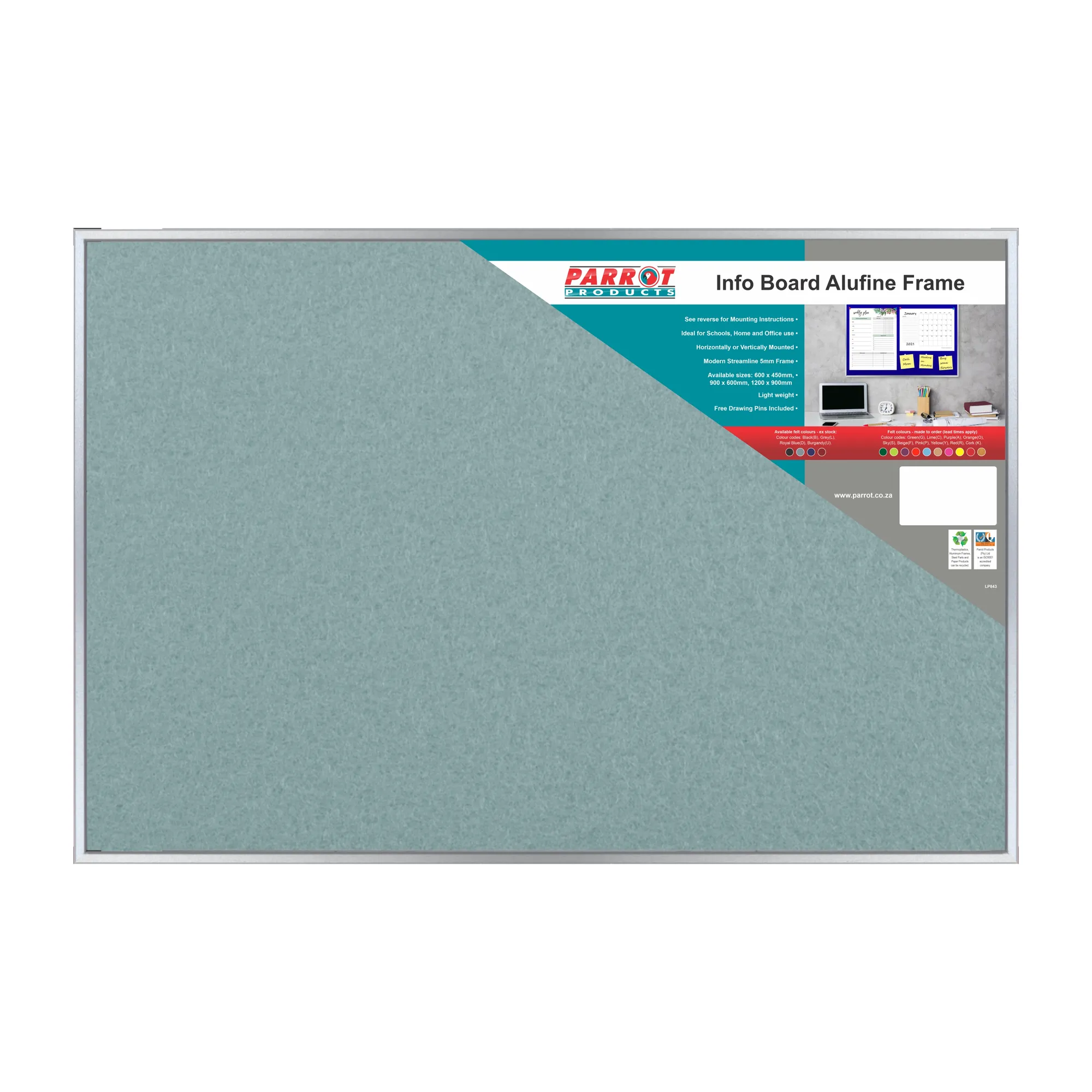 alufine info boards - 900 x 600mm - grey | Pioneer Office National
