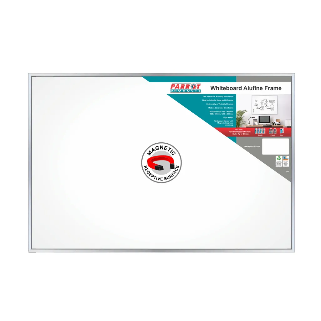 alufine magnet whiteboards - 600 x 450mm - white