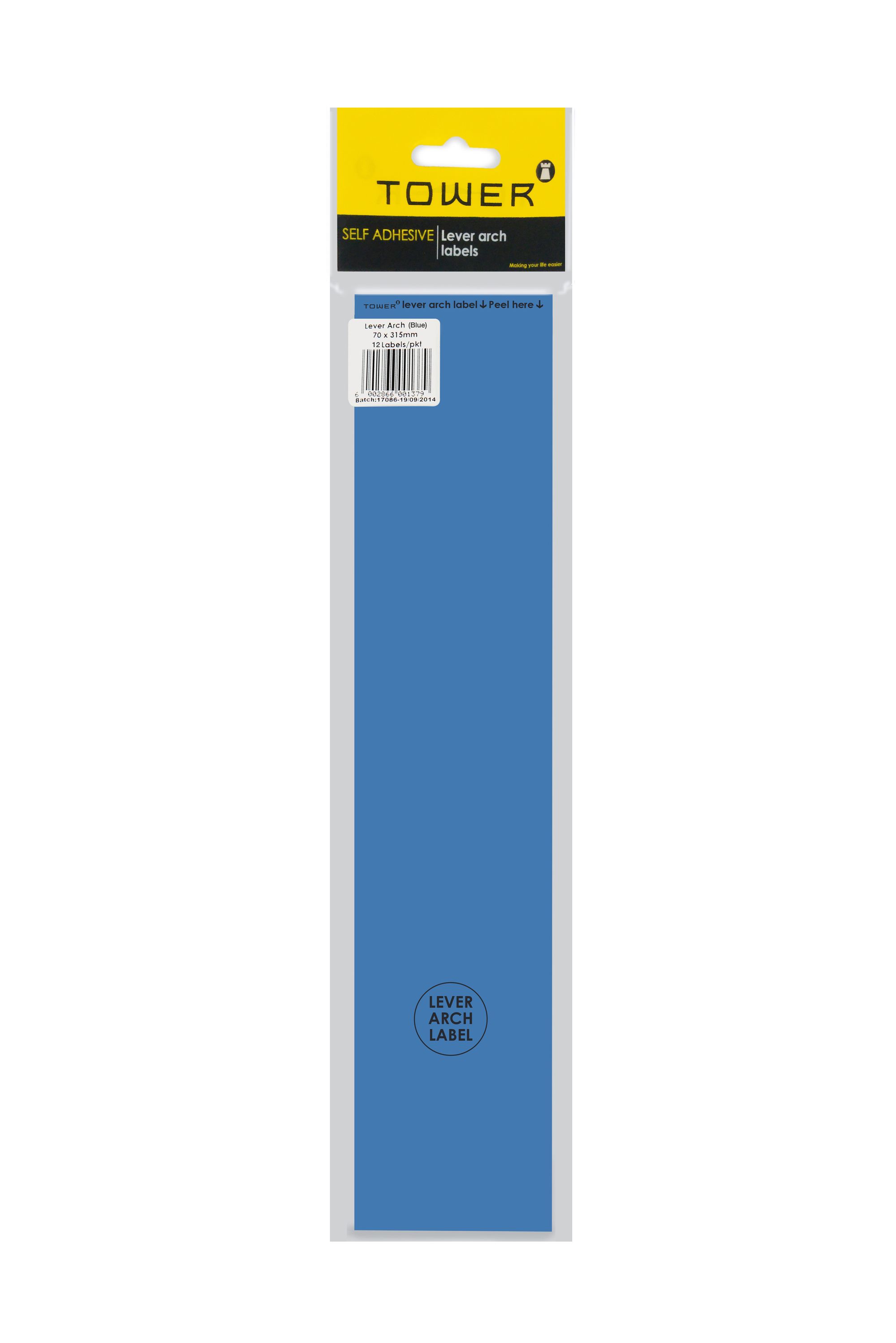 lever arch labels - 70 x 315mm - blue - 12 pack | Office National