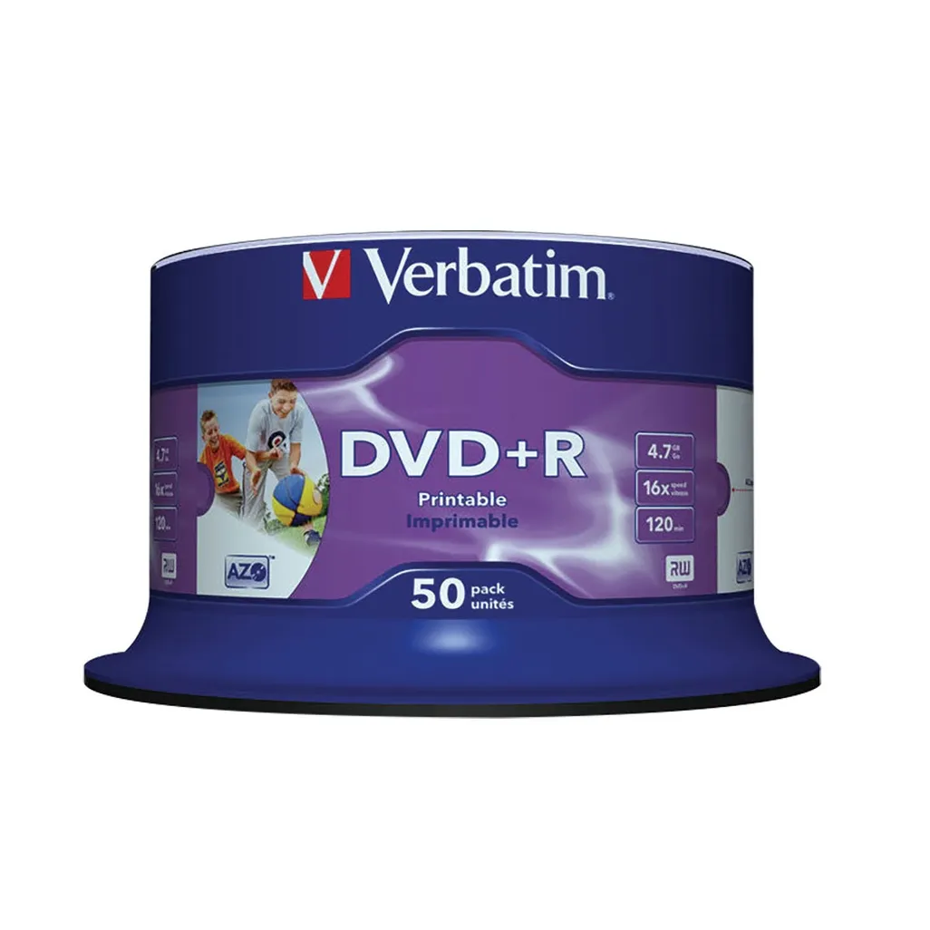 4.7gb dvd+r - printable 16x - 50 pack