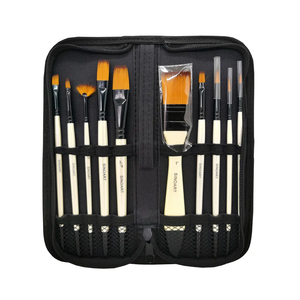 brush set with zip bag   - 10 pack brush set with zip  bag - black