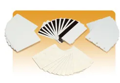 Zebra Zebra white PVC cards; 30 mil 3-Up breakaway key tags; ZC Series Only; (500 cards)