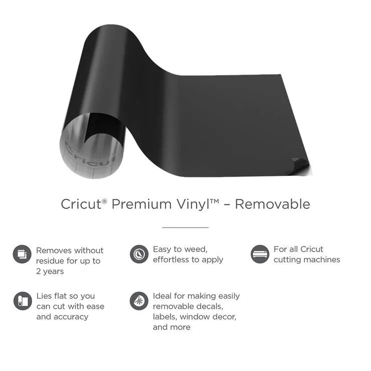 2004296 - Cricut Premium Vinyl Removable 30.5x122cm (Black)